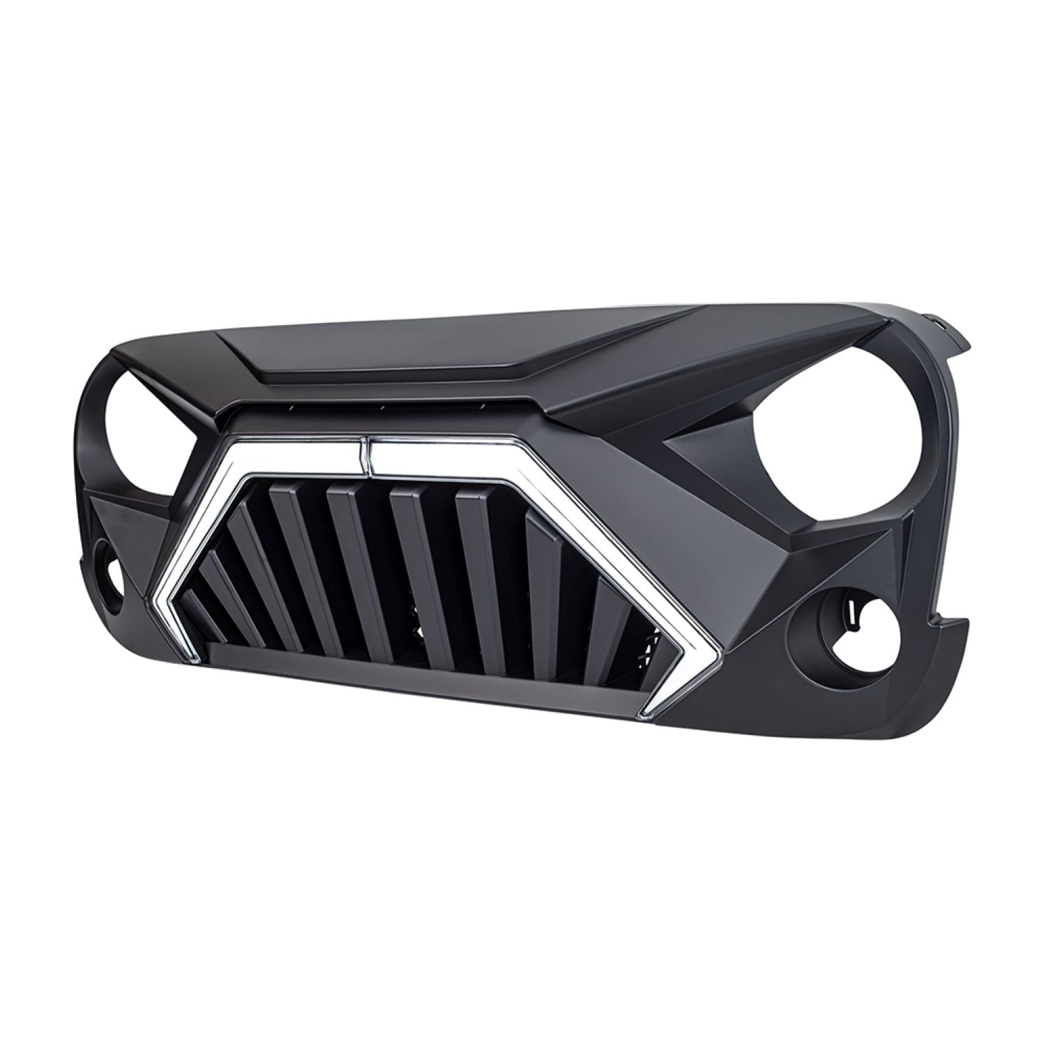 AMERICAN MODIFIED Front Goliath Grille w/LED DRL and Turn Signal Lights Matte Black For 2007-2018 Jeep Wrangler JK JKU
