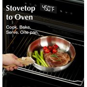 Koch Systeme CS Stainless Steel Frying Pan Set, 8, 9.5, 11 Stainless Steel Pans with Removable Handle, Tri-Ply Steel Base, Frying Pan Set 4PCS, Induction Compatible Skillets