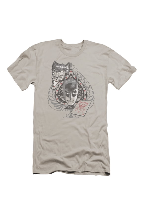 Batman Batmans Face Premium Canvas T-Shirt Adult Slim Fit 30/1 Silver