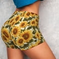 thumbnail image 2 of KLL Romantic Elegant Sunflower Pattern Workout Shorts for Women Scrunch Short Gym Yoga Running Sport Active Exercise Fitness Shorts, 2 of 5