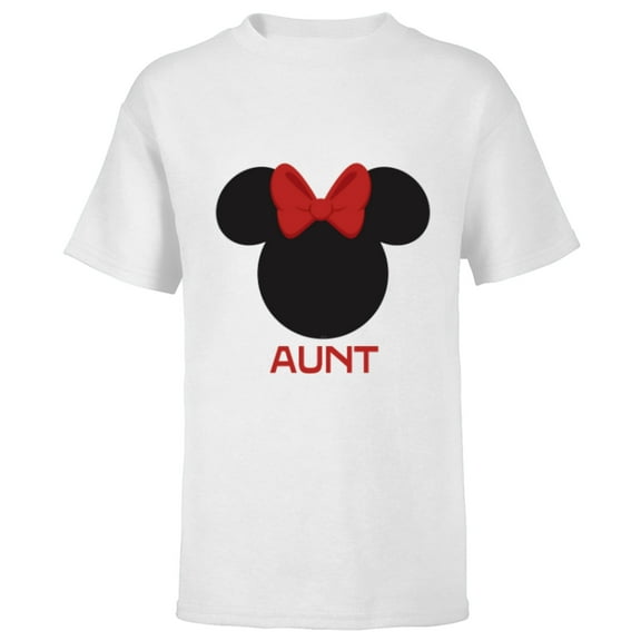 Disney Minnie Mouse Aunt Family Red Bow Family Mother’s Day - Short Sleeve T-Shirt for Kids - Customized-White