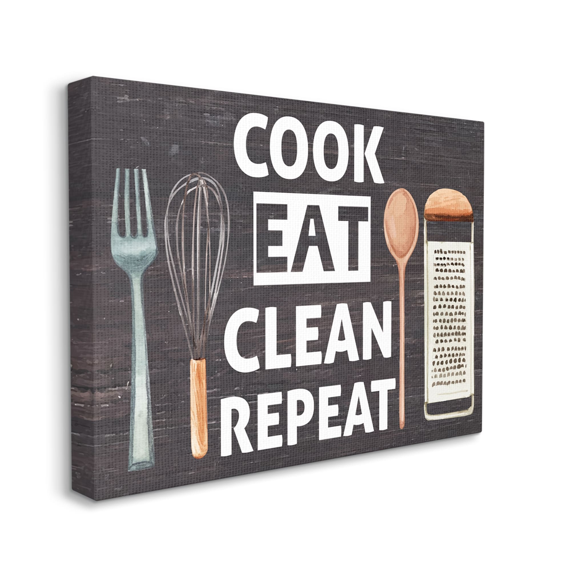 Stupell Industries Cook Eat Clean Repeat Phrase Food & Beverage Painting Gallery Wrapped Canvas Print Wall Art