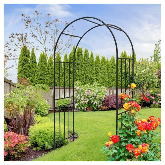 Metal Garden Arch L42.24'' x W17.52'' x H85.82'' Climbing Plants Support Rose Arch Outdoor Black