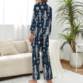 thumbnail image 3 of Top-kevin Pajama Sets for Womens Purple White Checker Loose Button Down Long Sleeve Shirts And Pants Set, 3 of 12