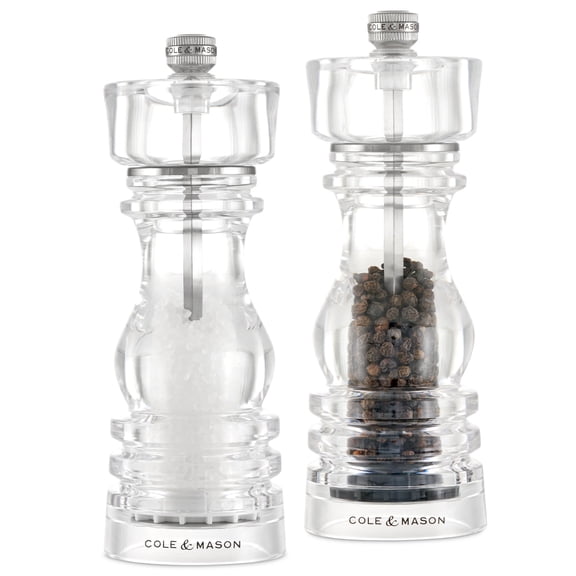 Cole & Mason London Acrylic Clear Salt & Pepper Mill Set 7"