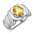 thumbnail image 3 of RYLOS Rings for Women 14K White Gold Ring Solitaire 9X7MM Oval Gemstone with Satin Finish Band November Citrine Jewelry Size 7, 3 of 7