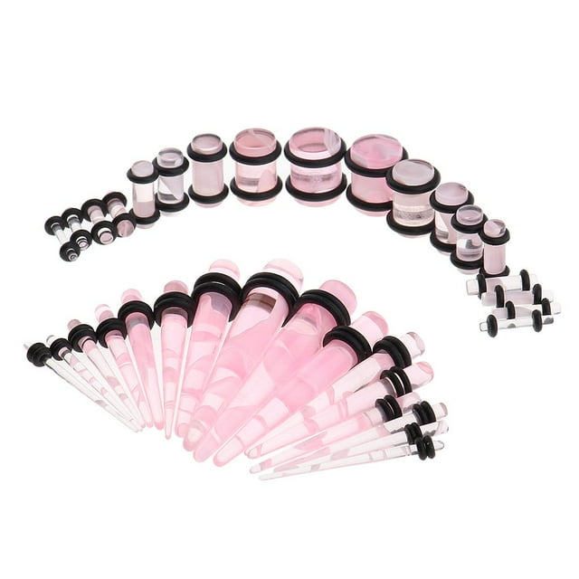 Kit de estiramiento de medidores de oído jinwen 32 piezas con tapones Anillos en O dobles 14G