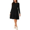 thumbnail image 2 of INSPIRE CHIC Women's Casual Babydoll Dress with Pockets Long Sleeve Round Neck Tiered a Line Flowy Dress, 2 of 5