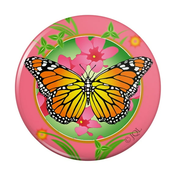Orange Butterfly Pink Flowers Kitchen Refrigerator Locker Button Magnet