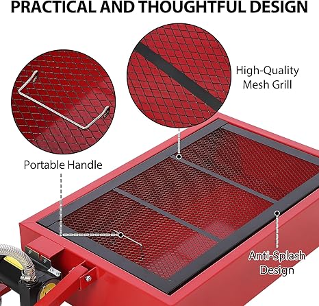 Low Profile Oil Drain Pan, 20 Gallon Oil Drain Pan with Pump, Oil Change Pan with 180W Electric Pump, 8Ft Hose & Folding Handle, Rolling Oil Drain Cart for Trucks, Buses, RVs