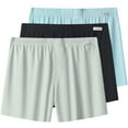 thumbnail image 3 of Aobny Gray Mens Pajama Pants Silk Men 3 Pack Sleep Shorts Wide-Leg Short Pajama Pants,XL, 3 of 4
