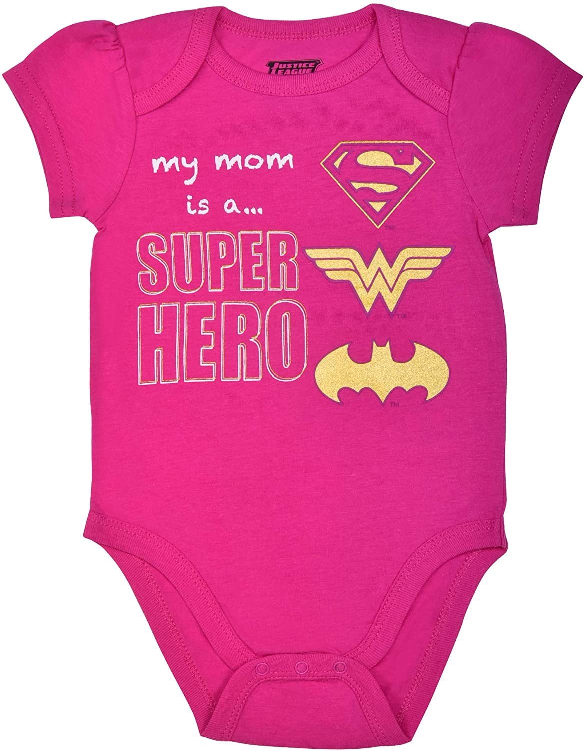 Warner Bros Girl's 5-Pack Justice League Shot Sleeve Baby Onesie Creepers