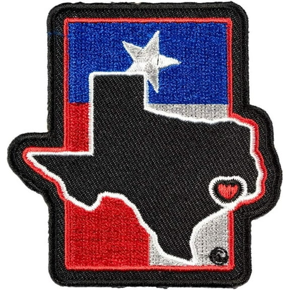 Heart On Houston Texas State Flag Patch, Texas State Patches