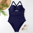 thumbnail image 4 of Vedolay Womens Swimsuit Women Tummy Control Swimsuits Curvy One Piece Bathing Suit Cute One Shoulder High Cut Ruched Swim Suit,Dark Blue XXL, 4 of 5