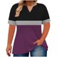 thumbnail image 1 of Mujeres Tops Casual V-Cuello Impreso Oversized Mangas Cortas Camiseta Top, Poliéster Verano Primavera, 1 of 5