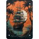 thumbnail image 1 of Barco Placa Metal Vintage Pintura Hierro Rectangular Arte Pared Del 20x30cm, 1 of 9
