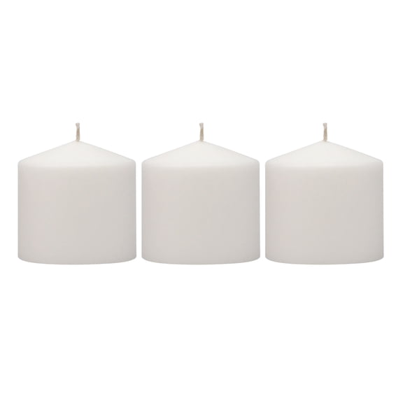 Stonebriar Collection Unscented White Pillar Candle, 3-Pack, 3” x 4", 35-Hour Burn Time