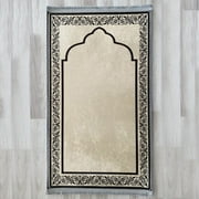 Foam Padded Prayer Mat, Muslim Prayer Rug, Anti-Slip Designer Sejadah 801 Beige 66x113 cm