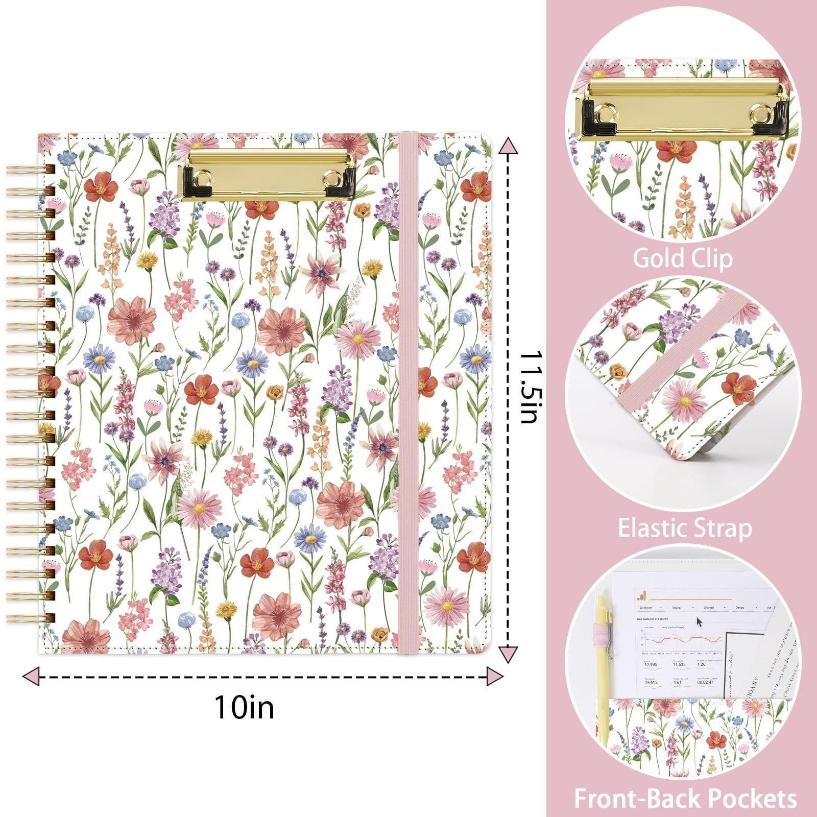 Clipboard Folder With Storage  6 Dividers 12 Pockets For Letter Size Folio Refillable Notepad Spiral Clipboards Padfolio Teacher Worker Supplies