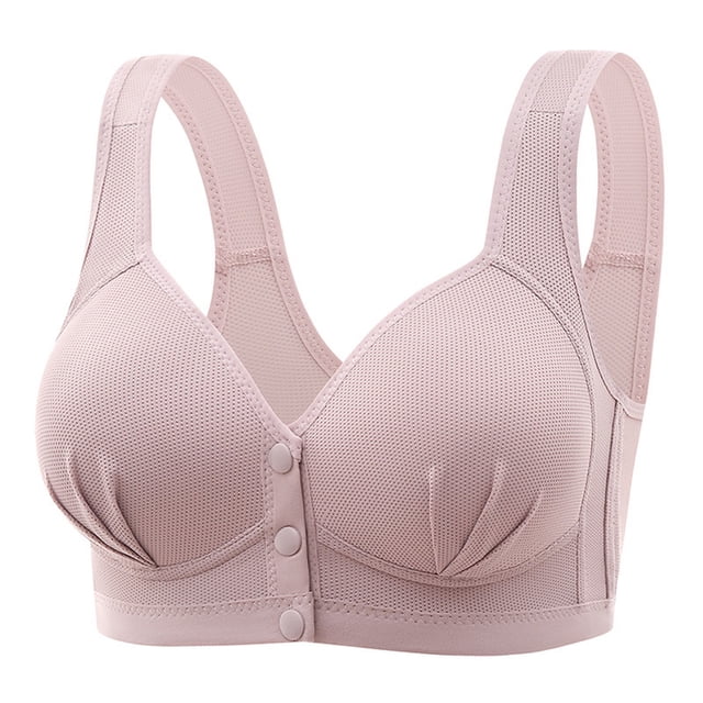 Aayomet Sports Bra New Front Button Without Steel Rings Large Size Beautiful Back Without Marks Without Steel (Gray, 42)