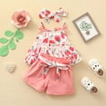 thumbnail image 2 of ibuvkizy Baby Girl Clothes Toddler Girl Short Clothing Sets,Toddler Baby Girls Sling Bow Shorts Flower Print Cute Cotton Three-piece Set,Summer Casual Top Tee Shirts,Gifts for Her, 2 of 8