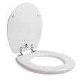 thumbnail image 2 of TOPSEAT Siège de Toilette Rond avec Charnières en Métal Chromé, Bois, Blanc, 2 of 5