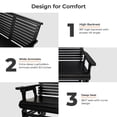 thumbnail image 3 of Innovaze Wooden Patio Glider with High Roll Back and Deep Contoured Seat, Heavy Duty 800 LBS, Black, 3 of 8