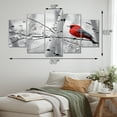 thumbnail image 4 of Designart "Forest Guardian Monochrome Red Grey Bird II" Animals Metal Wall Décor Set, 4 of 5