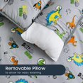 thumbnail image 4 of Toddler Nap Mat with Pillow and Blanket, 100% Cotton Fabric, for Kids Boys Girls in Daycare Kindergarten Preschool, Astro Dinosaur on Gray Grey, 4 of 6