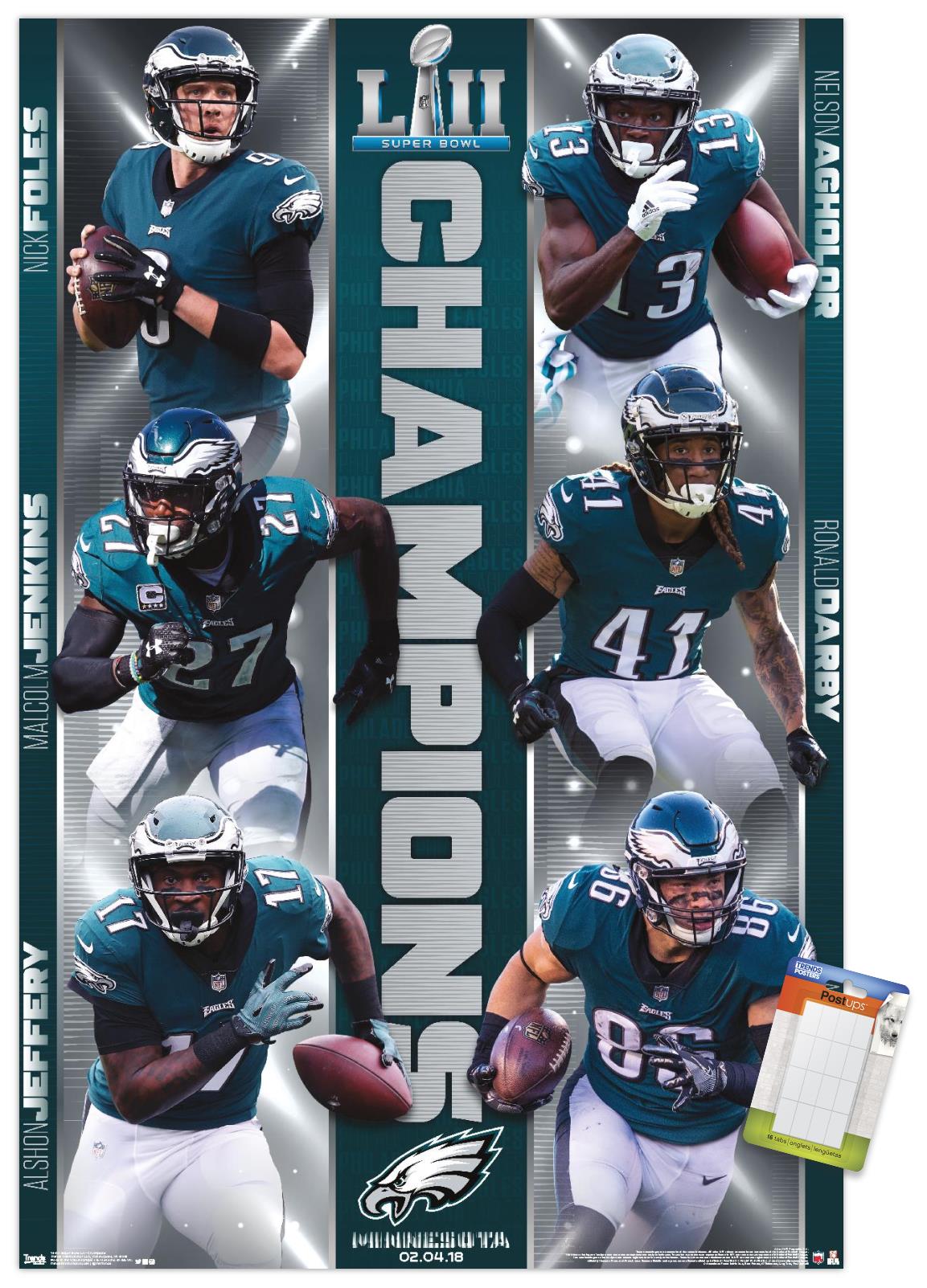 Trends International NFL Philadelphia Eagles - Commemorative Super Bowl LII - Champions Wall Poster 14.725" x 22.375" Premium Poster & Mount Bundle - image 1 of 5