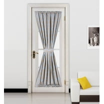 ( SINA ) TEAL TURQUOISE 1pc Printed 2 Tone Color STRIPE French Door Foam Backing Insulated Thermal Blackout Rod Pocket Curtain Panel with Tieback 55"W x 72"L