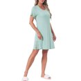 thumbnail image 2 of INSPIRE CHIC Womens Nightgowns Lace Trim Round Neck Stretchy Short Sleeve Sleepwear Night Shirts Soft Sleep Pajama Dress M Light Green, 2 of 6
