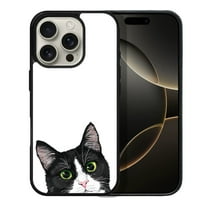 WIRESTER Shockproof Soft Rubber Cover Case for Apple iPhone 16 Pro 6.3" 2024, Animal Black White Tuxedo Cat