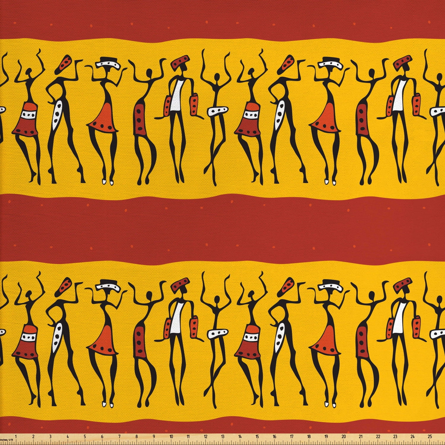 African Fabric by the Yard, Dancing Abstract Wall Paint Indigenous