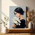 thumbnail image 6 of UXIEQU Woman Holding Daisies Oil Painting Canvas Wall Art Print 15.75x11.81 Inches, 6 of 8
