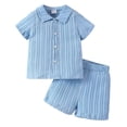 thumbnail image 4 of Splozh Baby Boy Clothes Summer Little Boy Linen Set Simple Solid Color Shirt Shorts Two Piece Set Summer Short Set Sky Blue,12-18 Months, 4 of 4