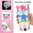 thumbnail image 4 of Holiday Birthday Valentine Gifts for Women, 20 oz Stainless Steel Tumbler with Lid and Straws, Funny Floral Coffee Tumbler, Present Ideas for Mom, Wife, Girlfriend, Sister, Friend, Rainbow Daisy, 4 of 7