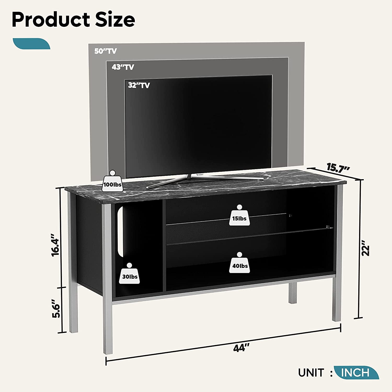 Carbon-Tek TV Stand with LED, Gray/Red