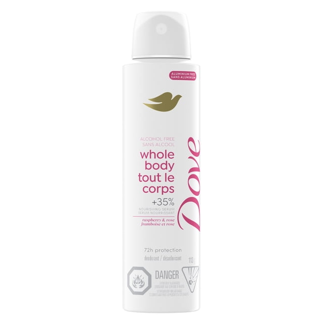 Dove Deodorant Spray Whole Body Raspberry & Rose Aluminum-Free, 113g