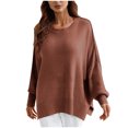 thumbnail image 1 of PEONAVET Chandail à Col Rond pour Femmes Mode Féminine Décontractée Ample Grande Taille Manches Longues Chandail Tricoté Chandail à Col Rond, 1 of 5