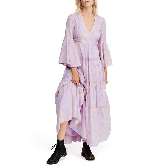 Free People Womens Carmen Maxi Dress, Purple, X-Small