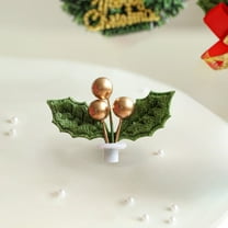 YOHAVEN Mini Tabletop Artificial Christmas Tree with LED String Lights Hanging Ornaments DIY Cake Topper Holiday Party Home Seasonal Decor