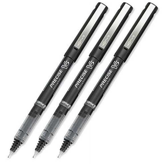 Pilot Precise V5 Stick Rolling Ball Pens, Extra Fine Point, Black 3-PACK(35334)