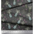 thumbnail image 2 of Soimoi Gray Georgette Viscose Fabric Bottle vase & clematis Floral Print Sewing Fabric Yard 42 Inch Wide, 2 of 3