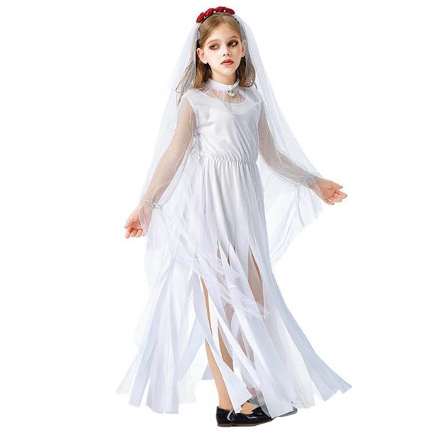 Odeerbi Vestidos de Bruja de Manga Larga Para Niñas Divertido Vestido de Encaje