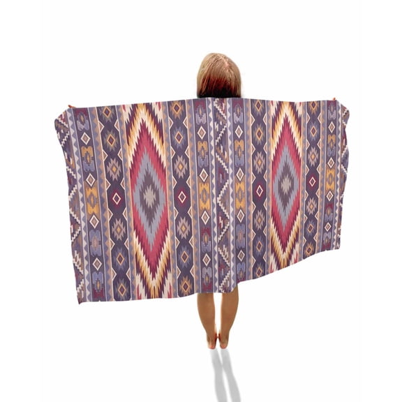 Southwest Aztec Beach Towels Oversized Super Absorbent, Country Retro Ethnic Geometric Motifs Lightweight Bath Towel Quick Dry Sets For Bathroom/Pool/Rv Camping/Beach Play/Gym Room/Picnic 23"x47"