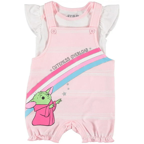 Star Wars The Mandalorian Baby Girls' Baby Yoda Shortall Set, Sizes 12-24 Months