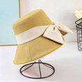 thumbnail image 5 of Women Bow‑Knot Bucket Sun Hat Split‑Back Design Wide Brim UV Protection Fisherman Cap Casual Travel Beach Outdoor Spring Summer Sun‑Shade Head‑Accessory, 5 of 5