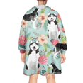 thumbnail image 2 of Wearable Oversized Blanket,Husky and Pioneer Flower Wearable Blanket Hoodie for Adults,Cozy Hooded Blankets with Super Pockets,Super Warm Fuzzy Pullover for Women & Men, 2 of 6
