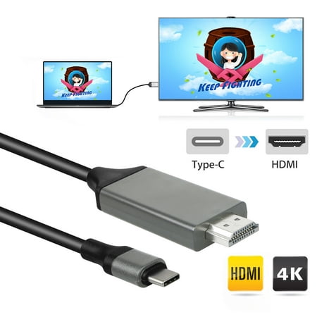 Type C to HDMI Cable 4K 60HZ USB C Thunderbolt 3 HDMI Adapter Braided Cord for Macbook Pro, Samsung Note 9 S9 S8 Plus Note 8,Chromebook Pixel,LG V30 G5,Dell XPS 15 13,6.6ft/2m